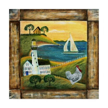 Trademark Fine Art Cheryl Bartley 'Peace On Earth Country Chicken Rooster Square' Canvas Art, 18x18 ALI41022-C1818GG